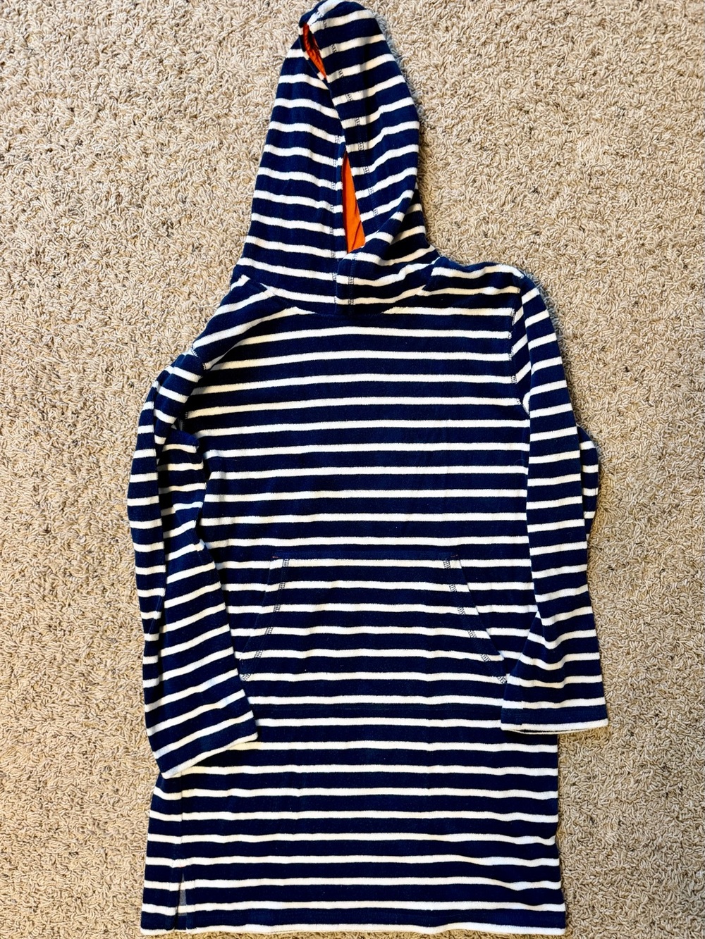 Mini Boden Navy & White Striped Hooded Pullover